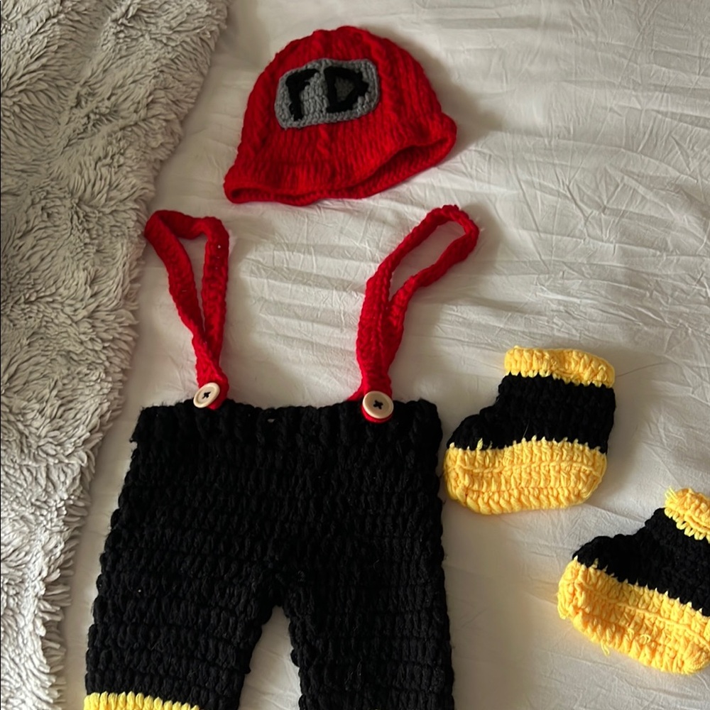 Newborn Handmade Firefighter Baby Outfit